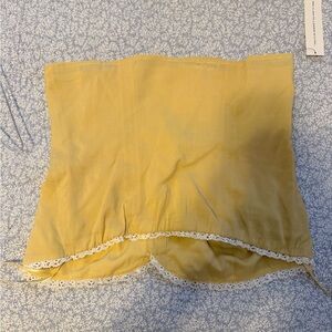 Reformation Yellow Lace-Trimmed Top